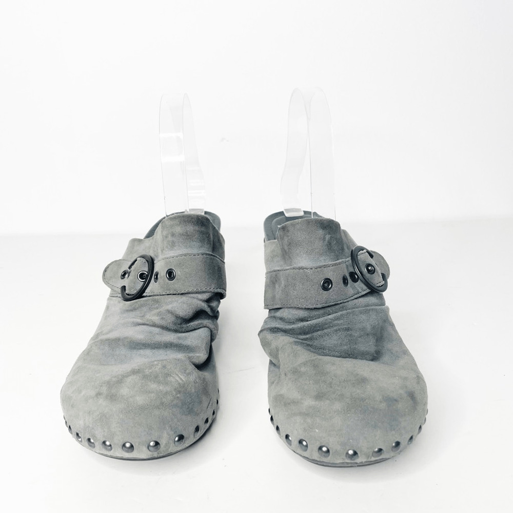 DANSKO Nadine buckle detail platform clog suede studded GRAY WOMENS 40 9.5 10 - Picture 2 of 7
